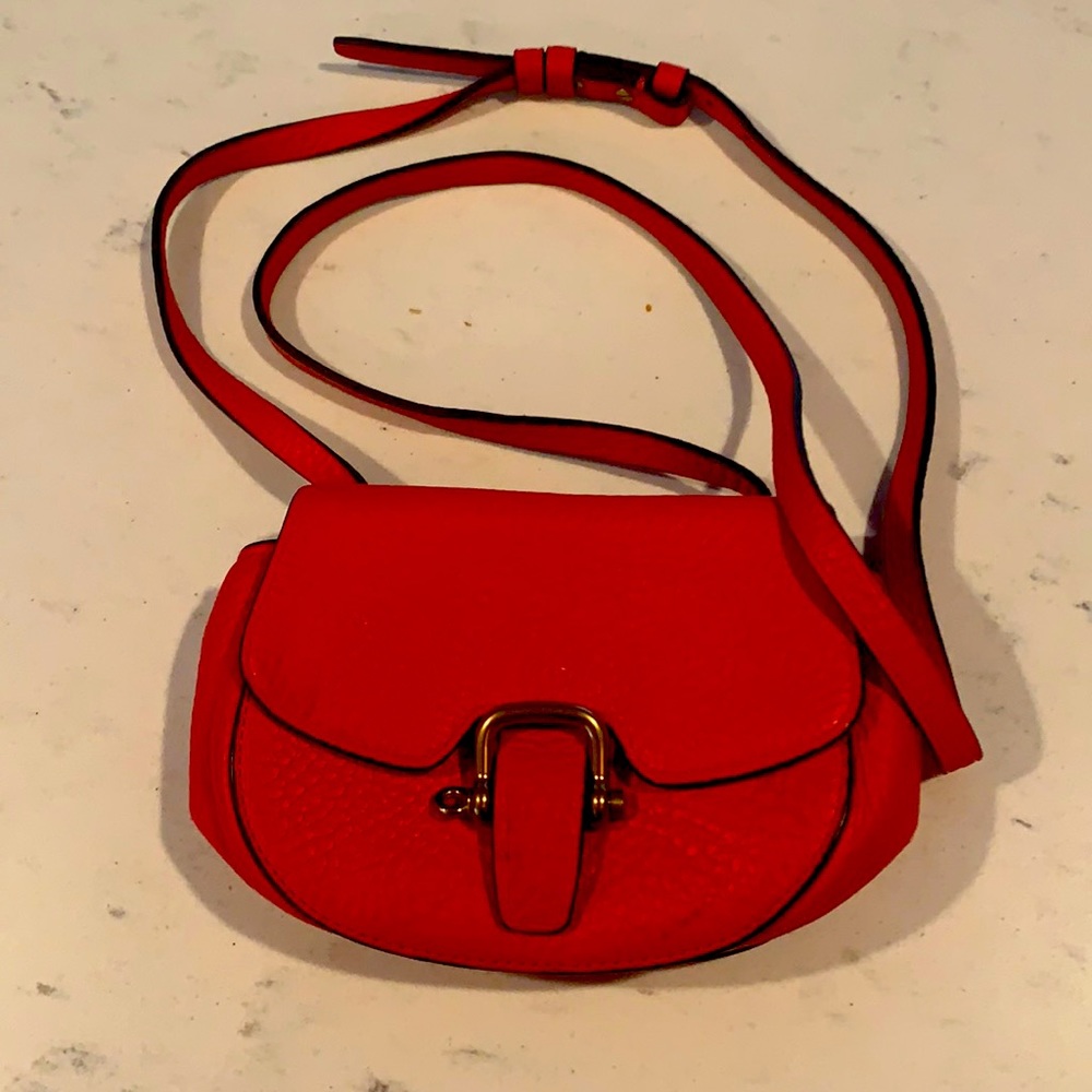 j crew Small red leather pebbled crossbody
